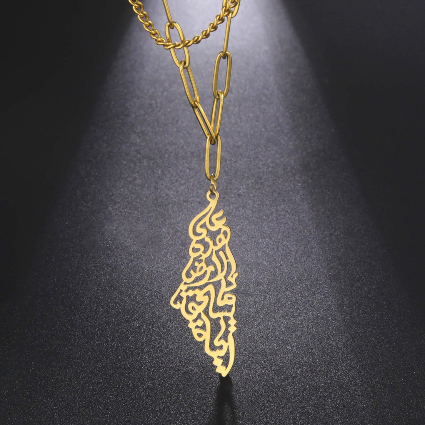 Palestine layered calligraphy necklace